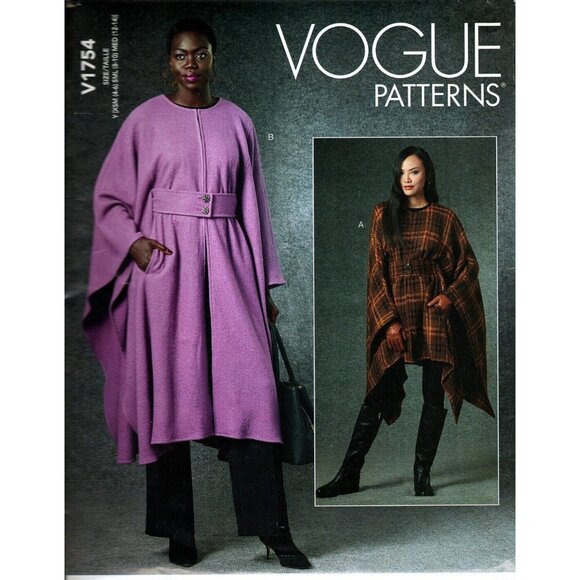 Vogue V1754 Misses XS to M Easy Belted Capes Uncut Sewing Pattern - Picture 1 of 2
